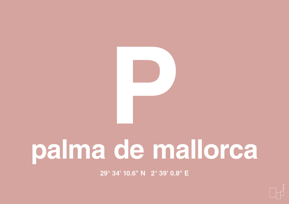 plakat: byplakat palma de mallorca med koordinater - bubble shell-Byer-A1two3