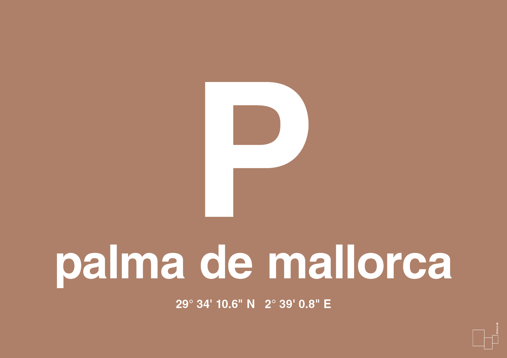 plakat: byplakat palma de mallorca med koordinater - cider spice-Byer-A1two3