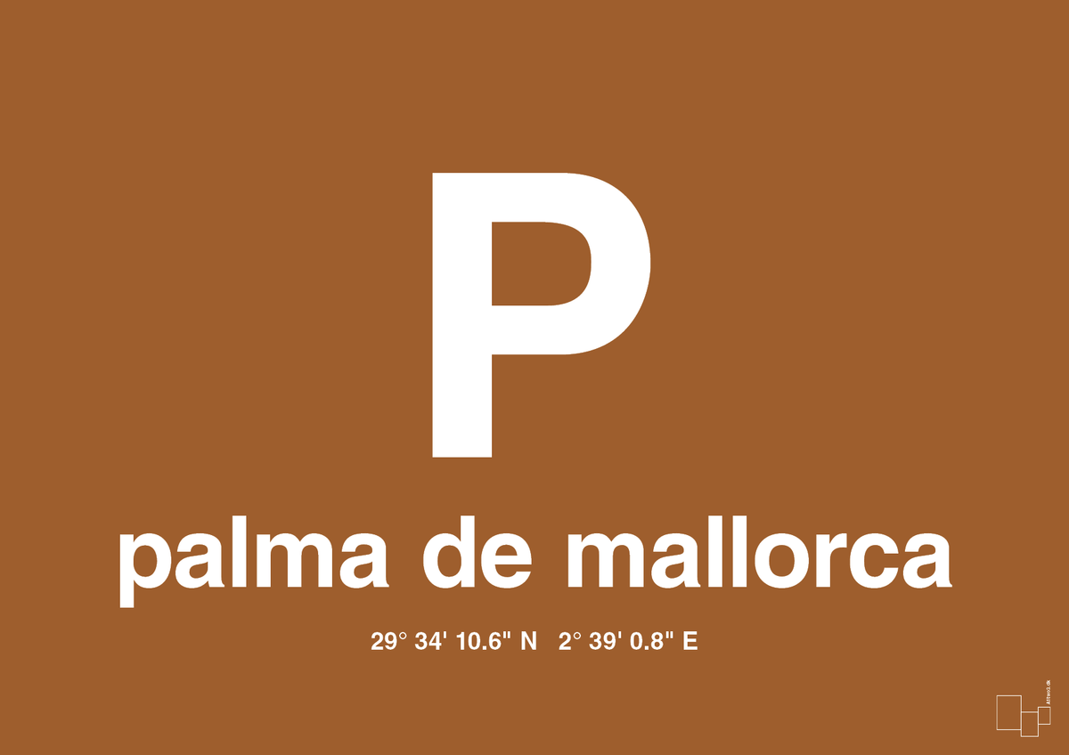 plakat: byplakat palma de mallorca med koordinater - cognac-Byer-A1two3