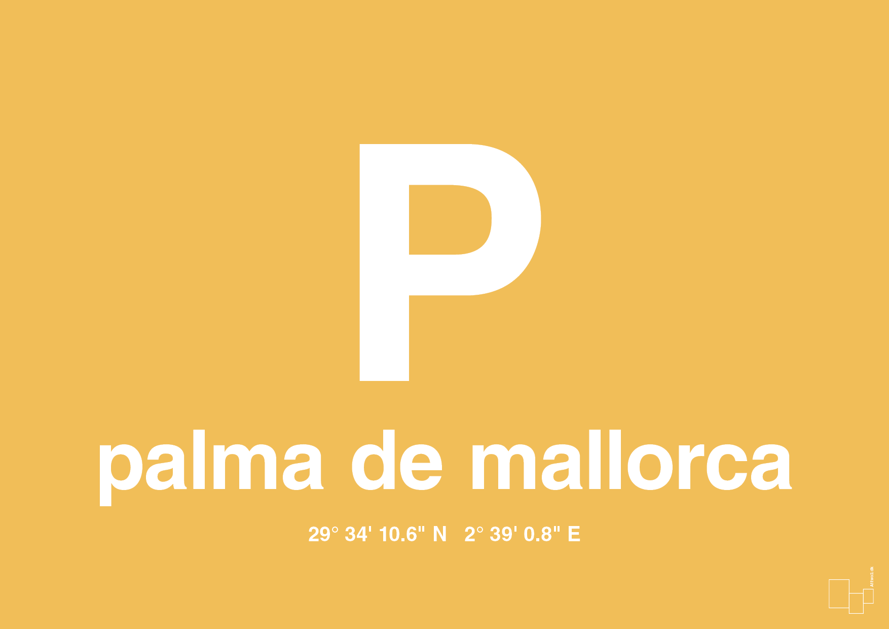 plakat: byplakat palma de mallorca med koordinater - honeycomb-Byer-A1two3