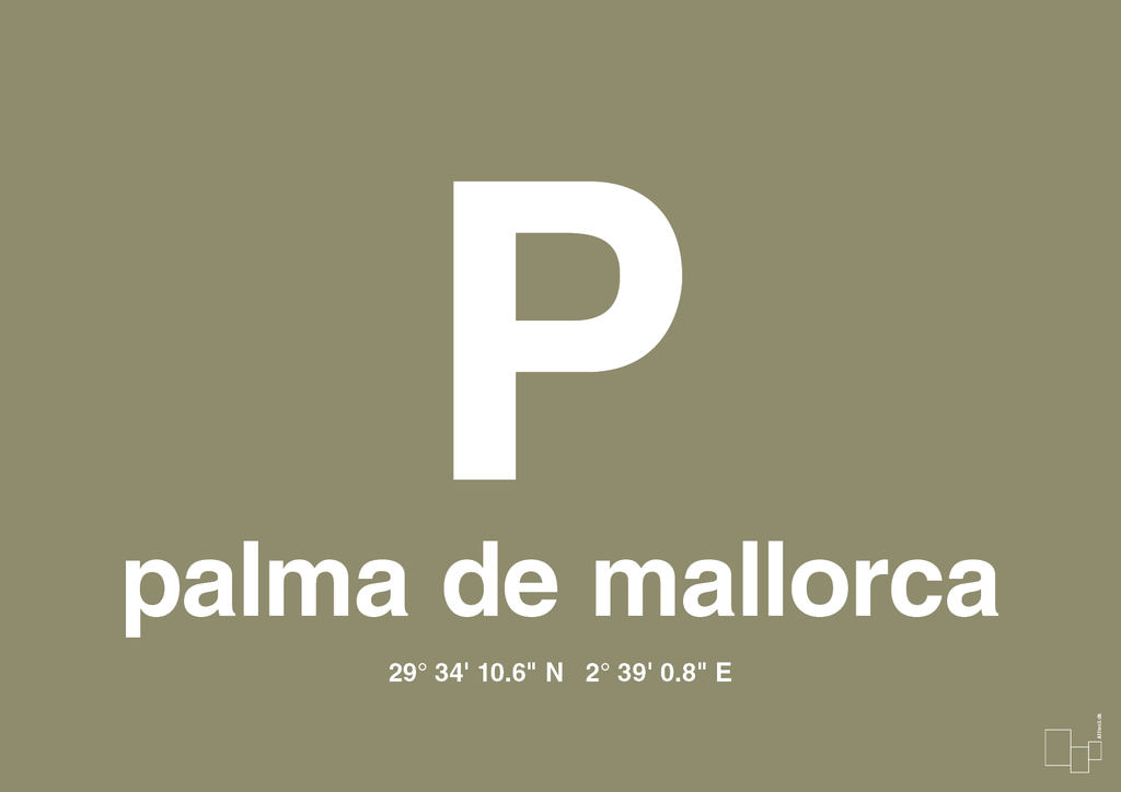 plakat: byplakat palma de mallorca med koordinater - misty forrest-Byer-A1two3