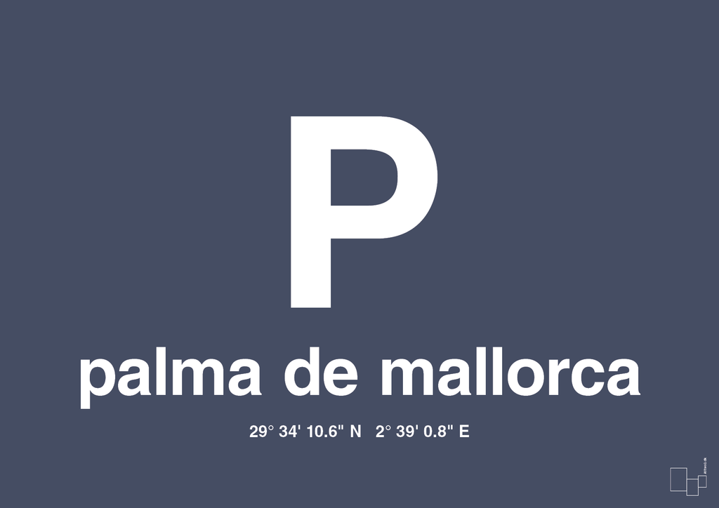 Byplakat palma de mallorca med koordinater - petrol-Byer-A1two3