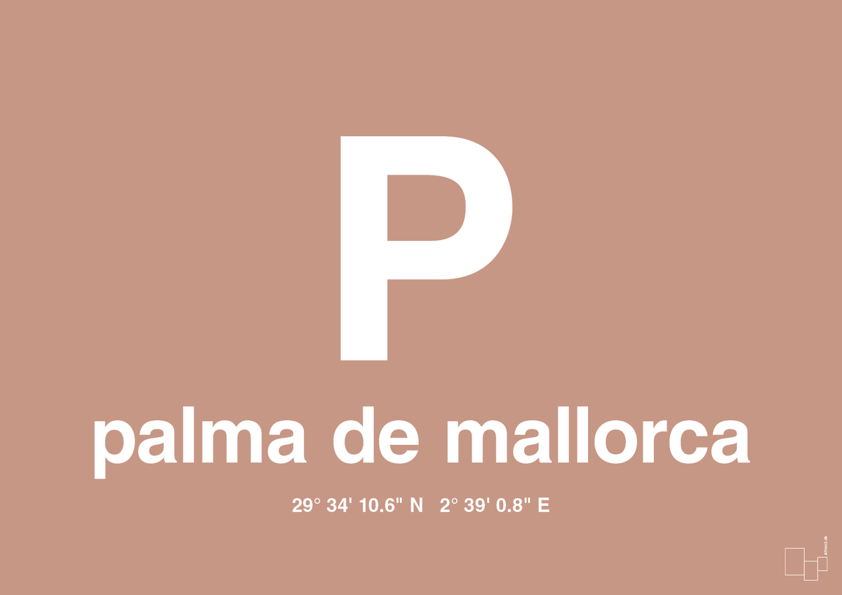 plakat: byplakat palma de mallorca med koordinater - powder-Byer-A1two3