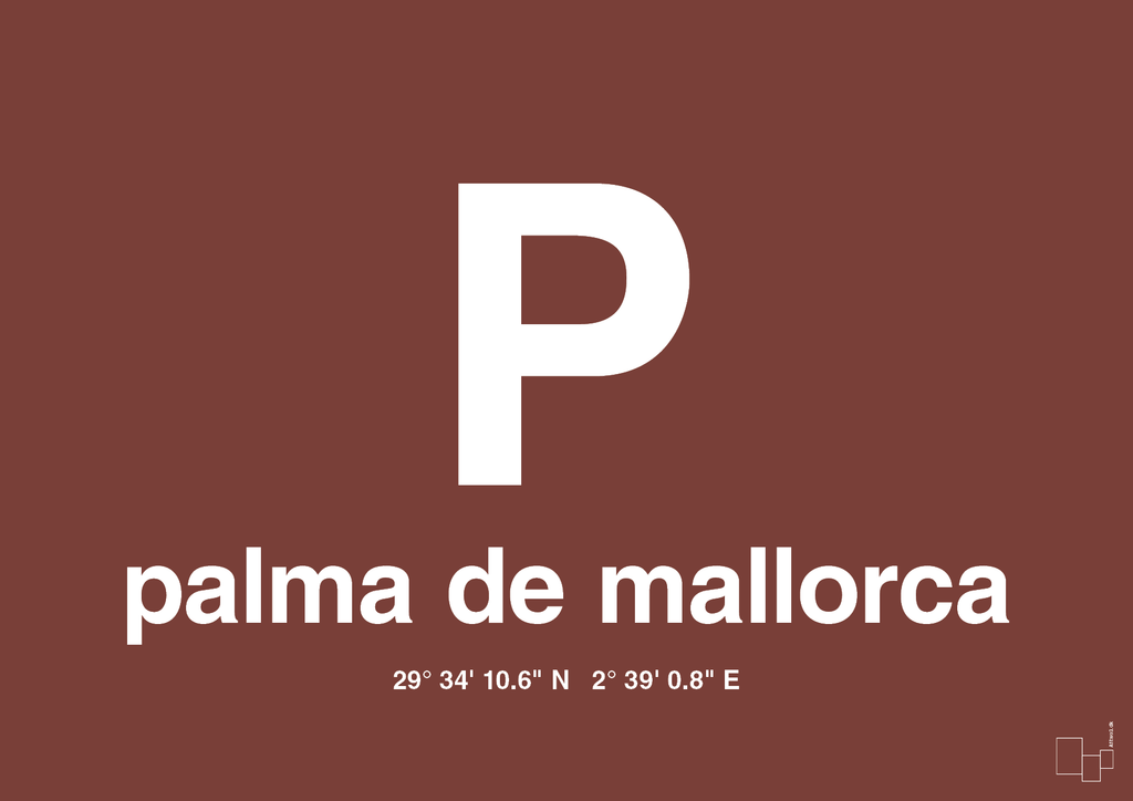 plakat: byplakat palma de mallorca med koordinater - red pepper-Byer-A1two3
