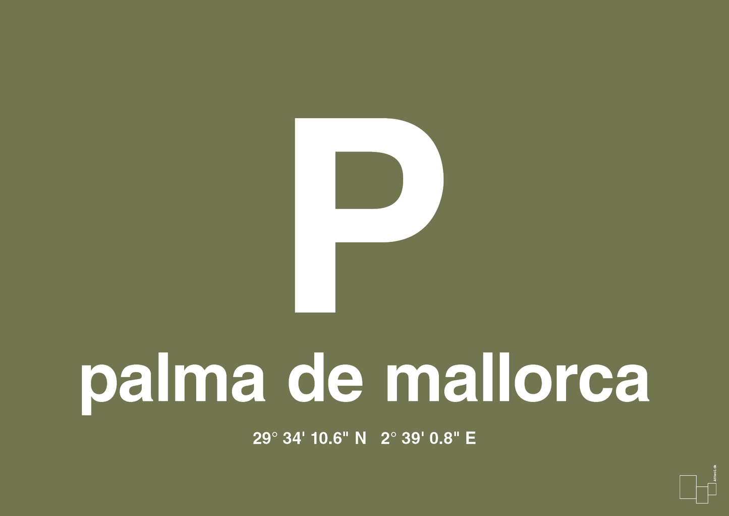 plakat: byplakat palma de mallorca med koordinater - secret meadow-Byer-A1two3