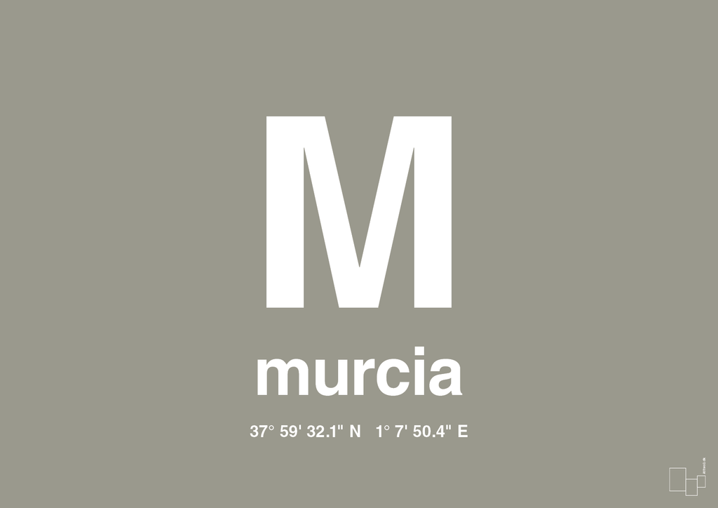 plakat: byplakat murcia med koordinater - battleship gray-Byer-A1two3