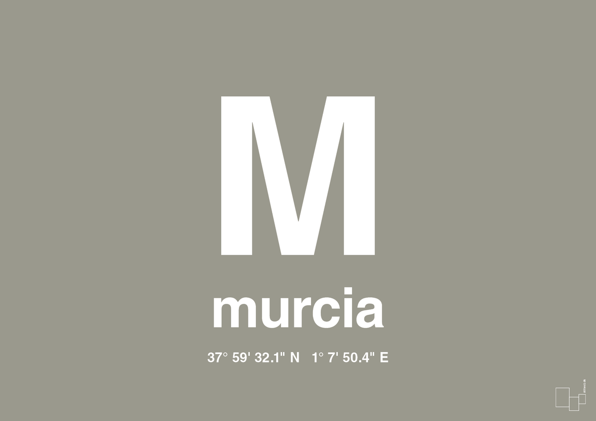 plakat: byplakat murcia med koordinater - battleship gray-Byer-A1two3