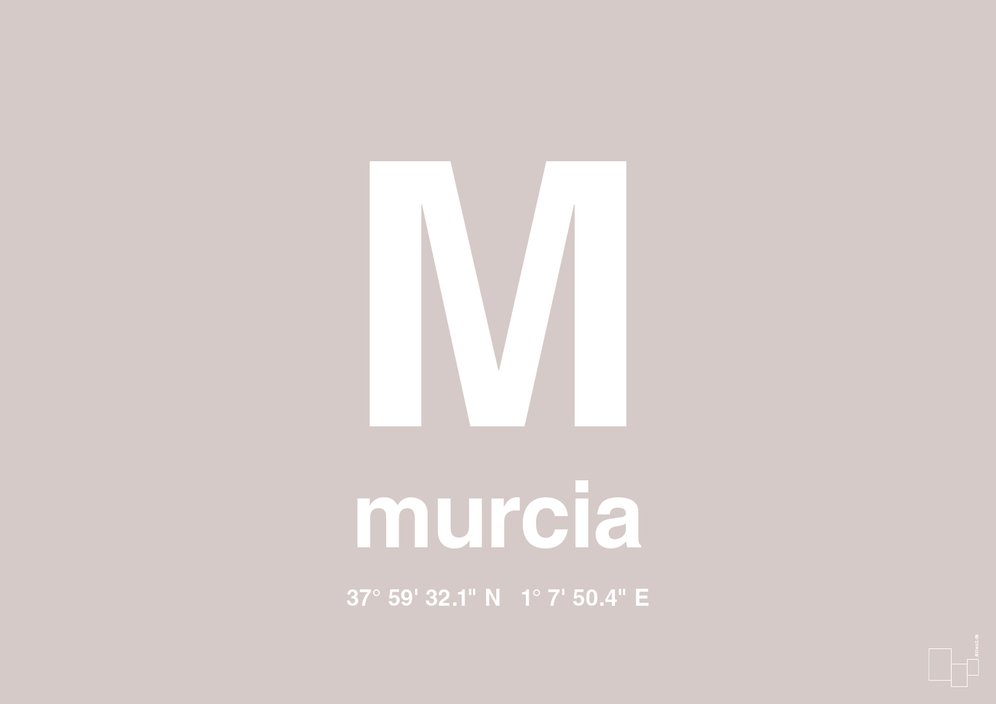 plakat: byplakat murcia med koordinater - broken beige-Byer-A1two3