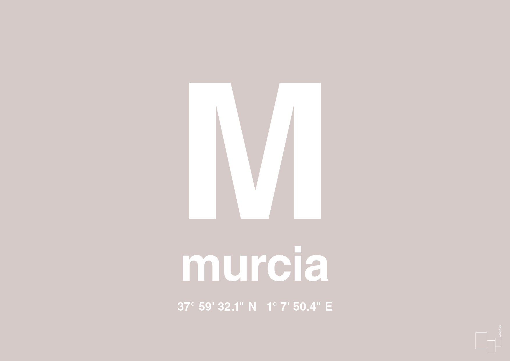 plakat: byplakat murcia med koordinater - broken beige-Byer-A1two3