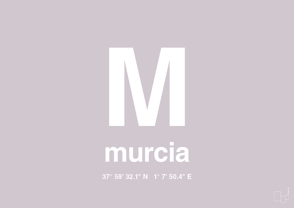 plakat: byplakat murcia med koordinater - dusty lilac-Byer-A1two3