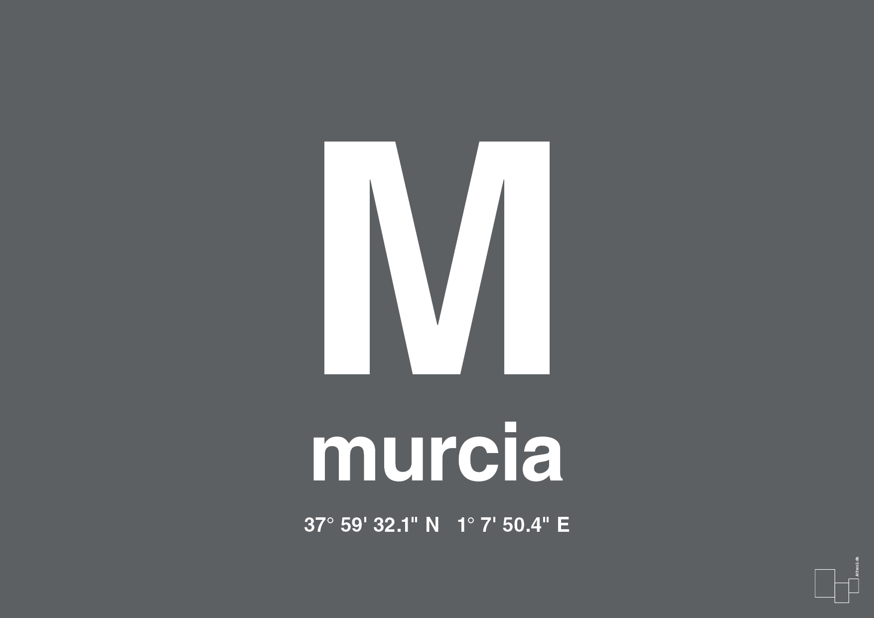 plakat: byplakat murcia med koordinater - graphic charcoal-Byer-A1two3