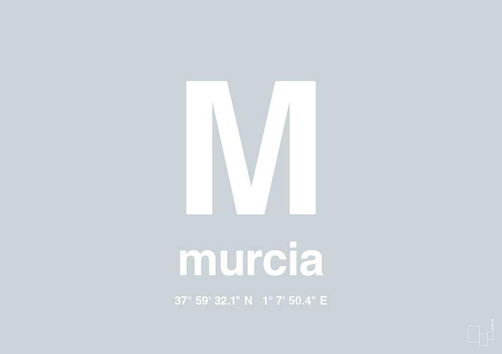 plakat: byplakat murcia med koordinater - light drizzle-Byer-A1two3