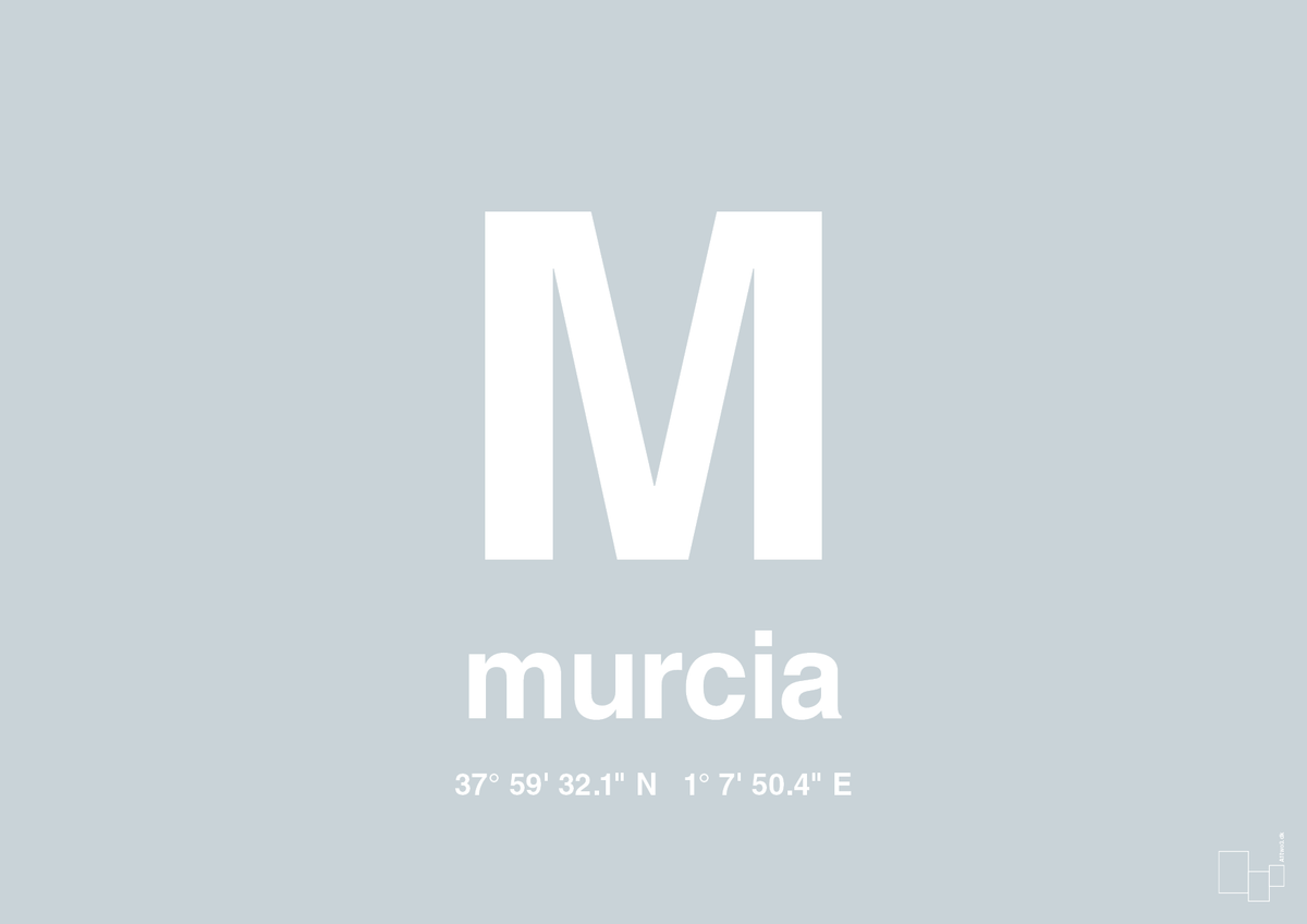 plakat: byplakat murcia med koordinater - light drizzle-Byer-A1two3