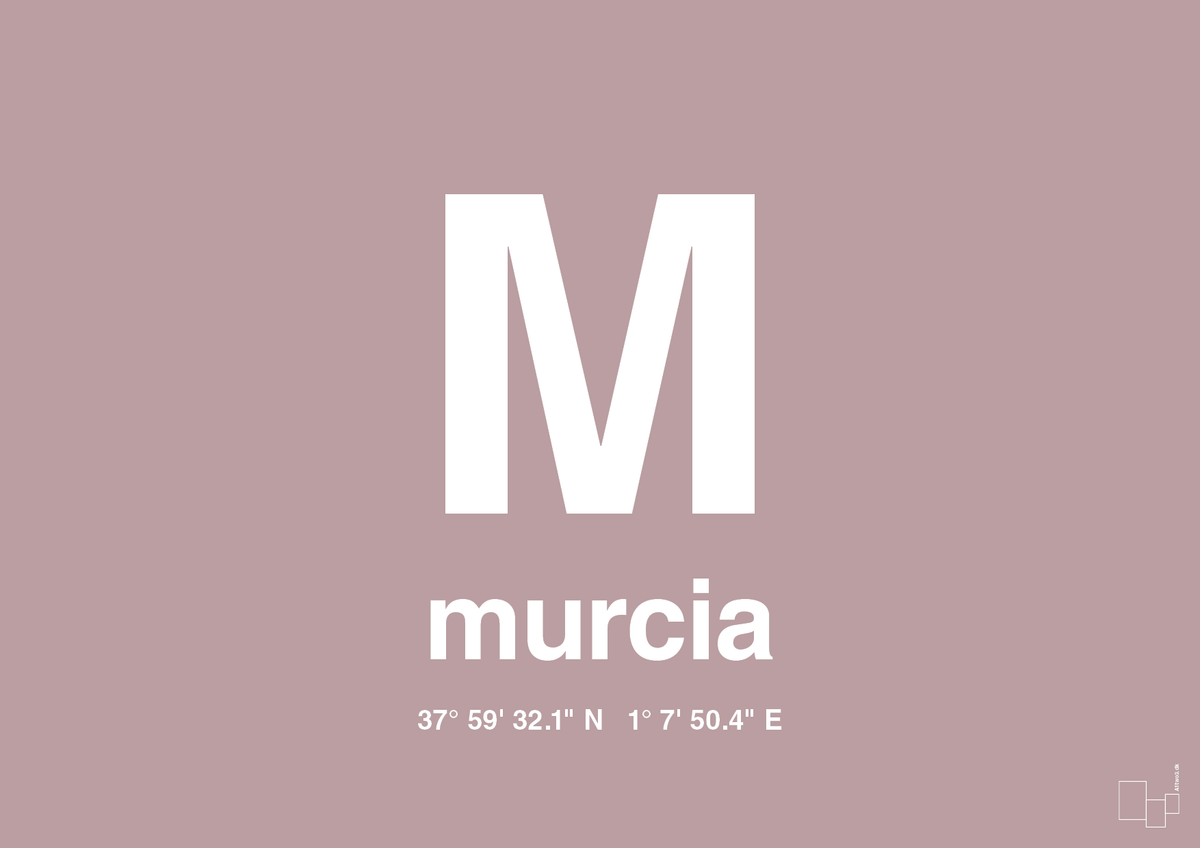 plakat: byplakat murcia med koordinater - light rose-Byer-A1two3