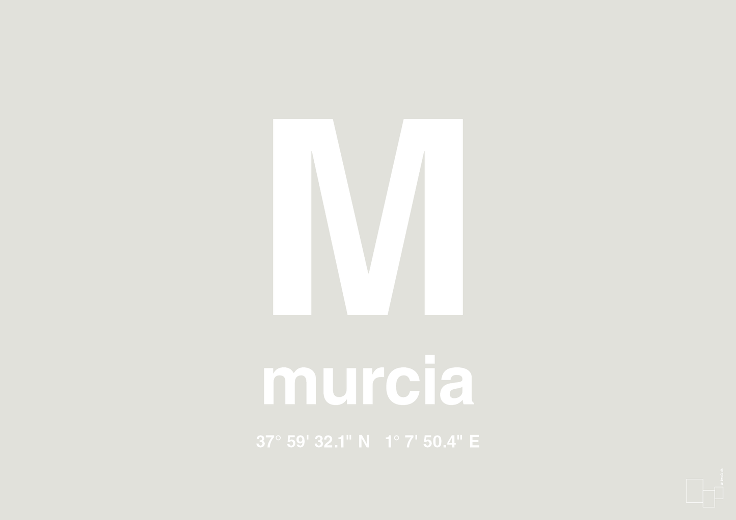 plakat: byplakat murcia med koordinater - painters white-Byer-A1two3