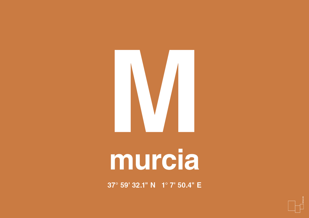 plakat: byplakat murcia med koordinater - rumba orange-Byer-A1two3