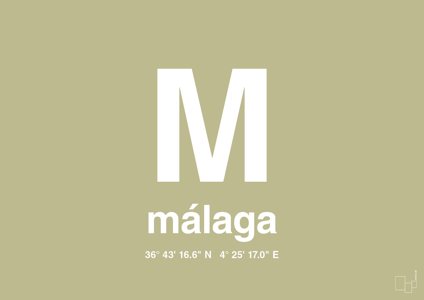 plakat: byplakat málaga med koordinater - back to nature-Byer-A1two3