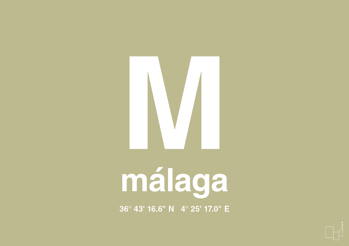 plakat: byplakat málaga med koordinater - back to nature-Byer-A1two3