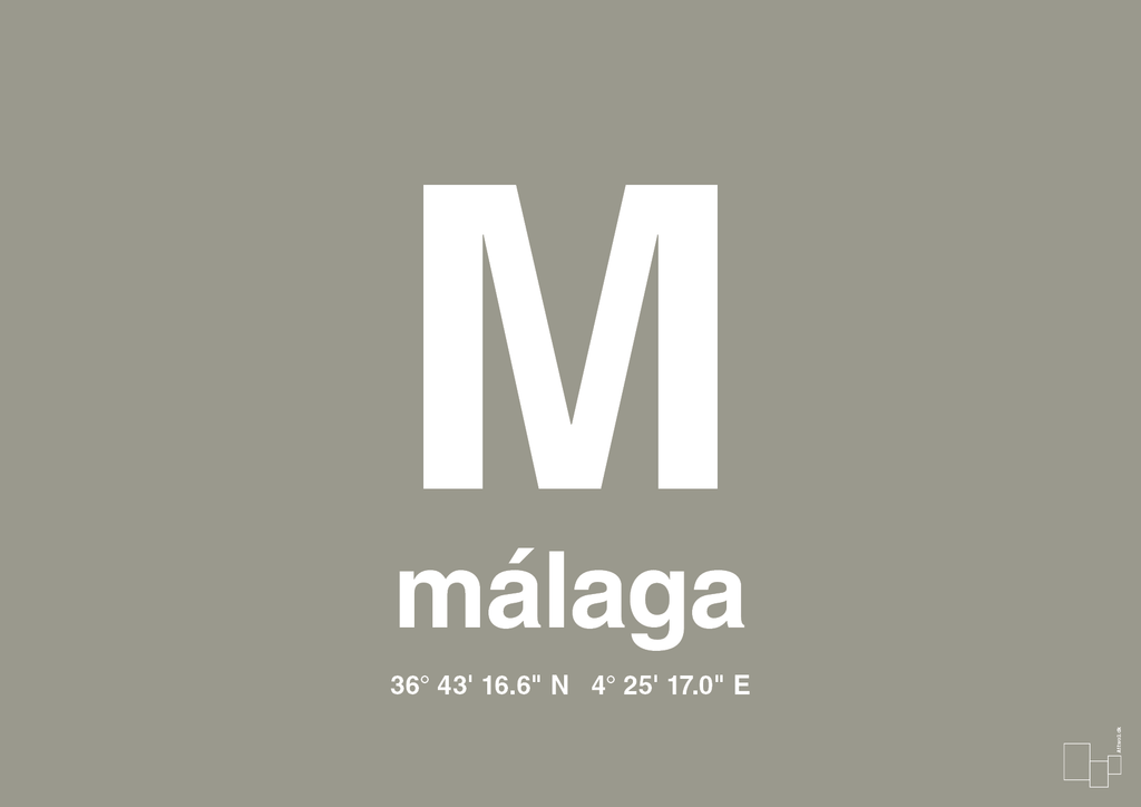 plakat: byplakat málaga med koordinater - battleship gray-Byer-A1two3