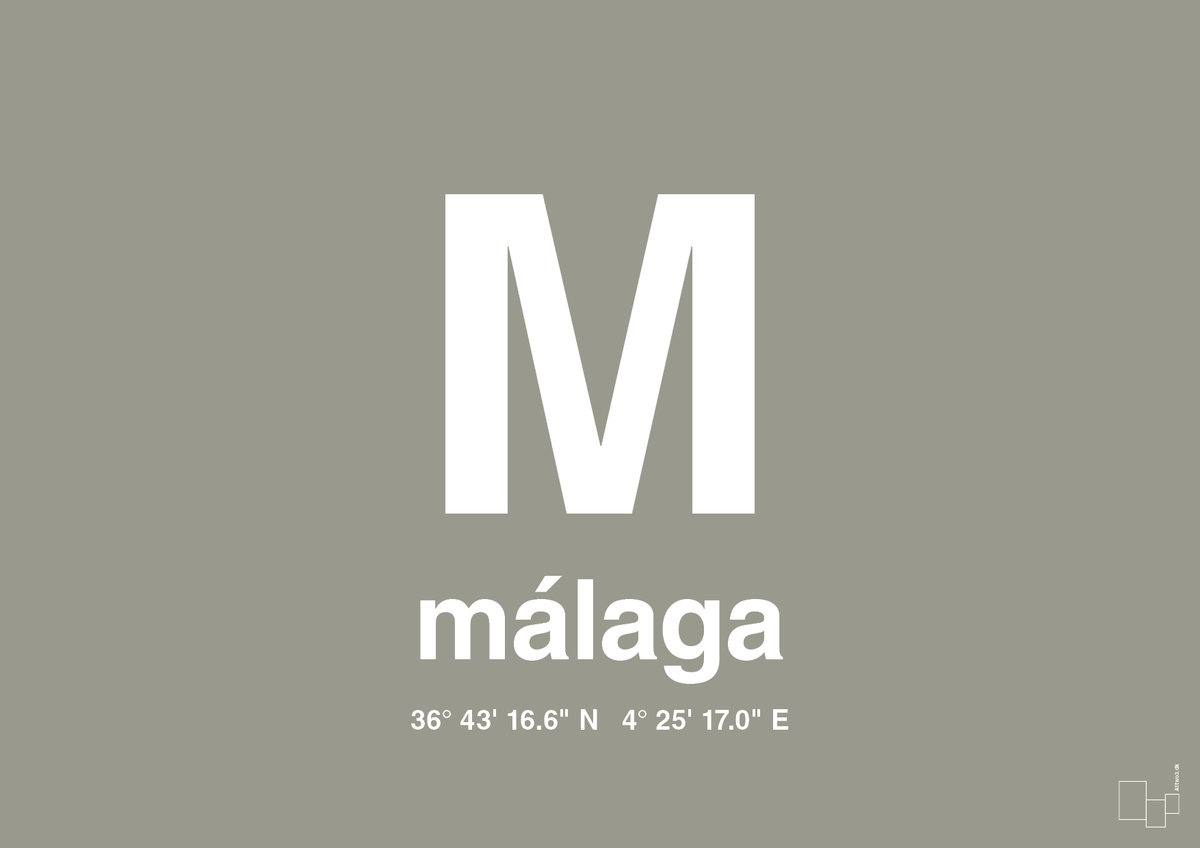 plakat: byplakat málaga med koordinater - battleship gray-Byer-A1two3