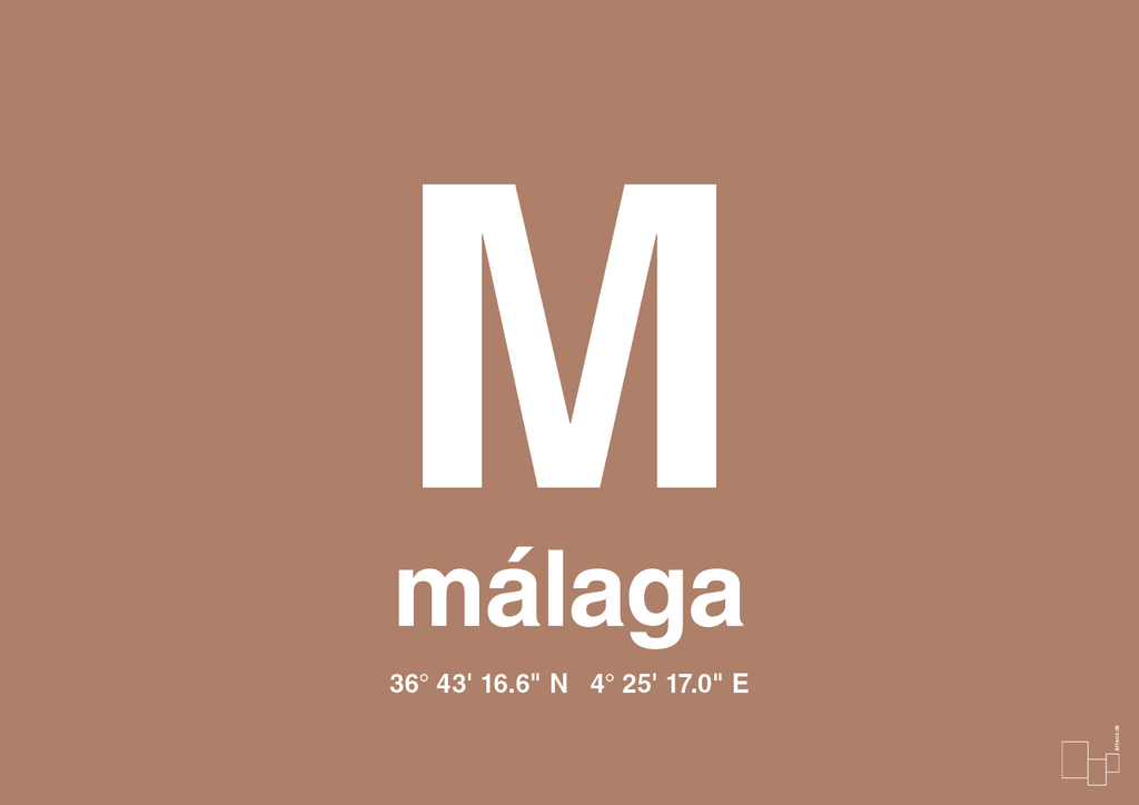 plakat: byplakat málaga med koordinater - cider spice-Byer-A1two3