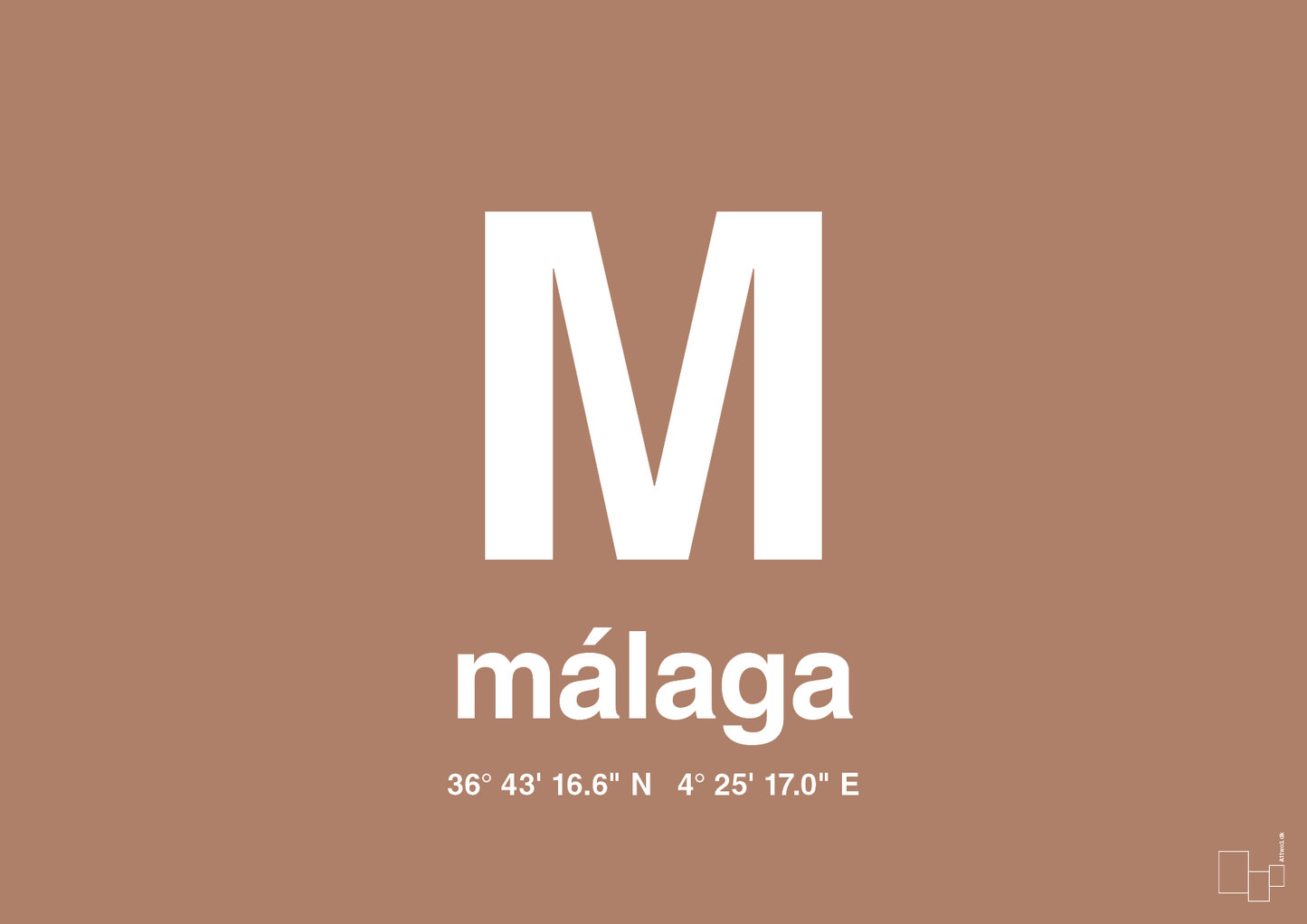 plakat: byplakat málaga med koordinater - cider spice-Byer-A1two3