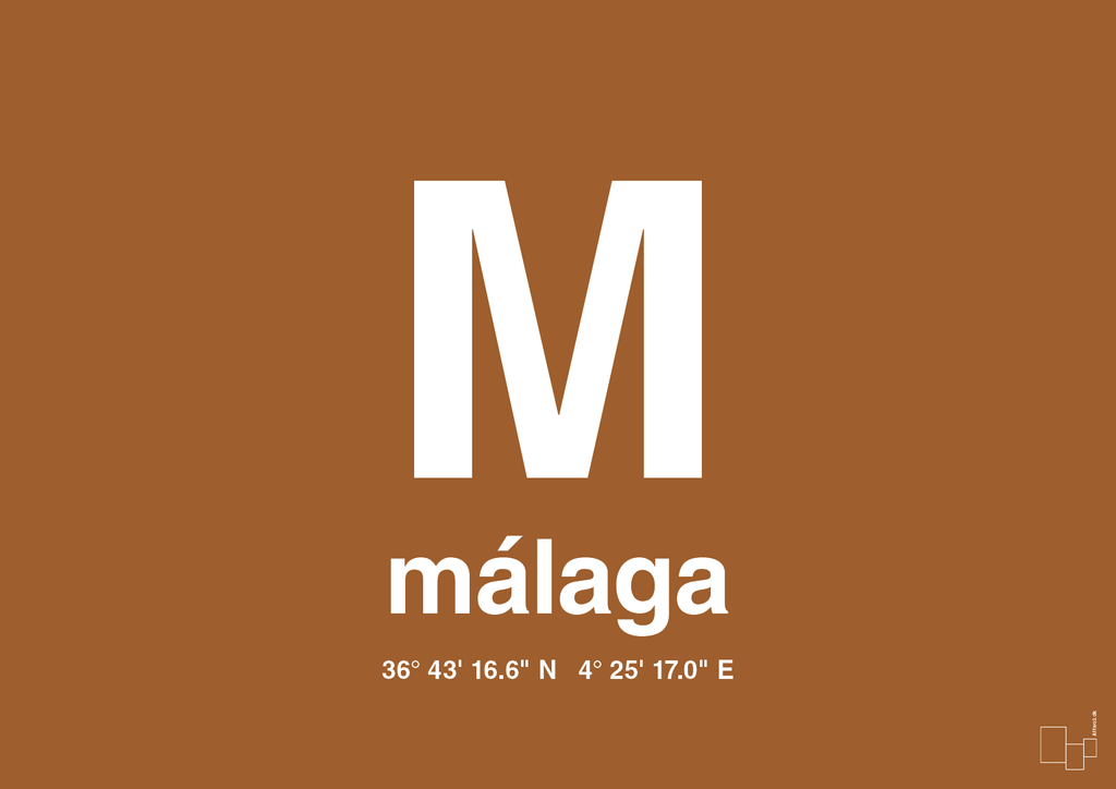 plakat: byplakat málaga med koordinater - cognac-Byer-A1two3