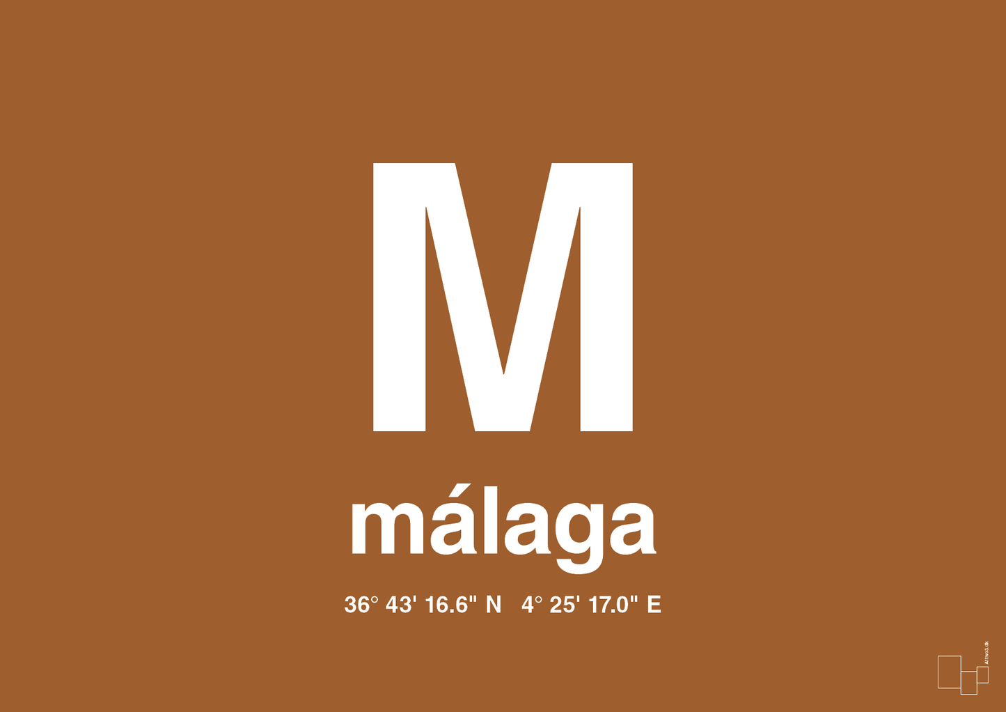 plakat: byplakat málaga med koordinater - cognac-Byer-A1two3