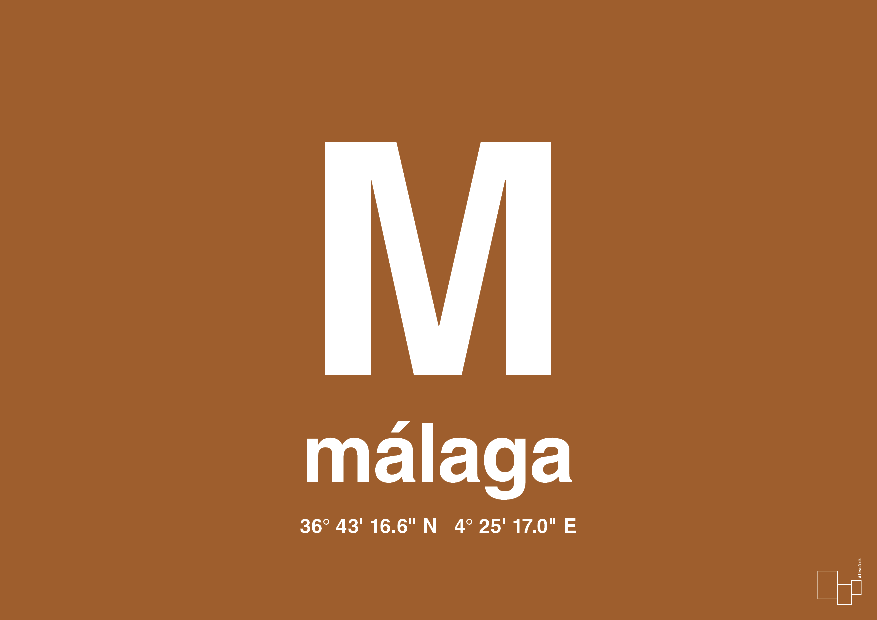 plakat: byplakat málaga med koordinater - cognac-Byer-A1two3