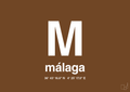 plakat: byplakat málaga med koordinater - dark brown-Byer-A1two3