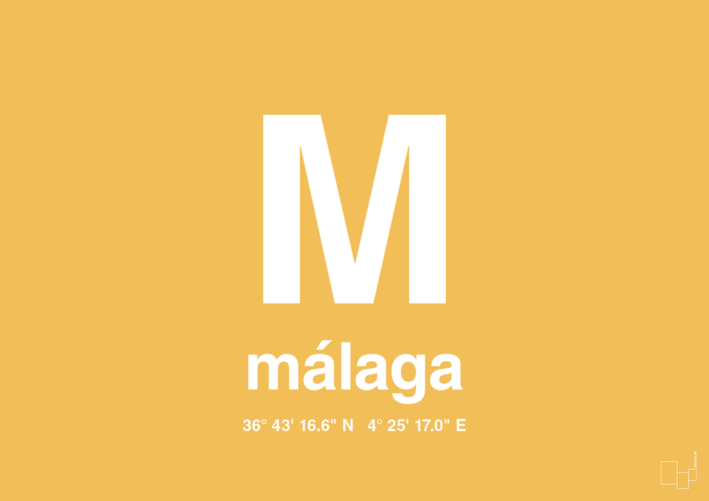 plakat: byplakat málaga med koordinater - honeycomb-Byer-A1two3