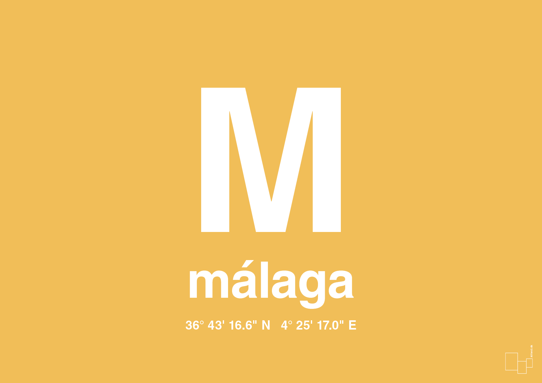 plakat: byplakat málaga med koordinater - honeycomb-Byer-A1two3