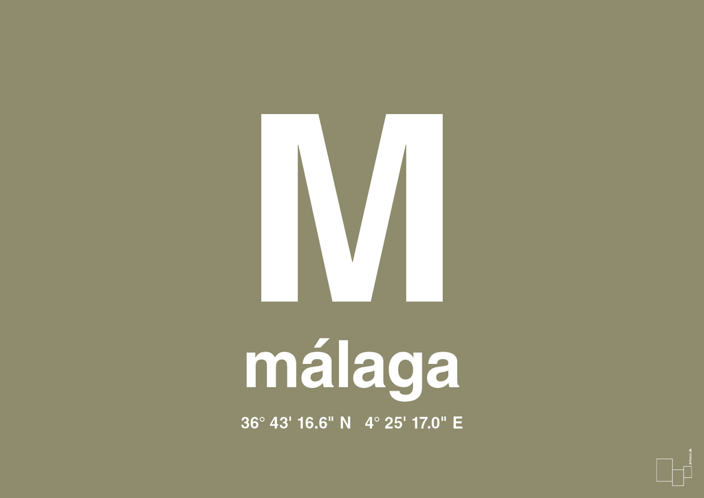 plakat: byplakat málaga med koordinater - misty forrest-Byer-A1two3