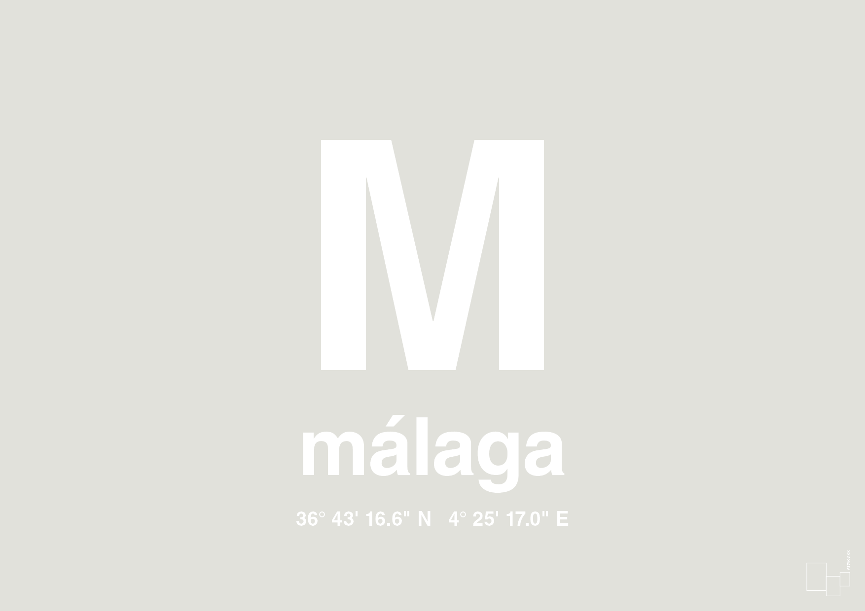 plakat: byplakat málaga med koordinater - painters white-Byer-A1two3