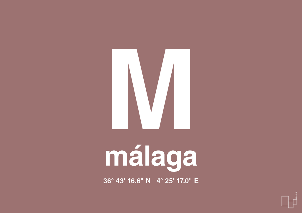 plakat: byplakat málaga med koordinater - plum-Byer-A1two3