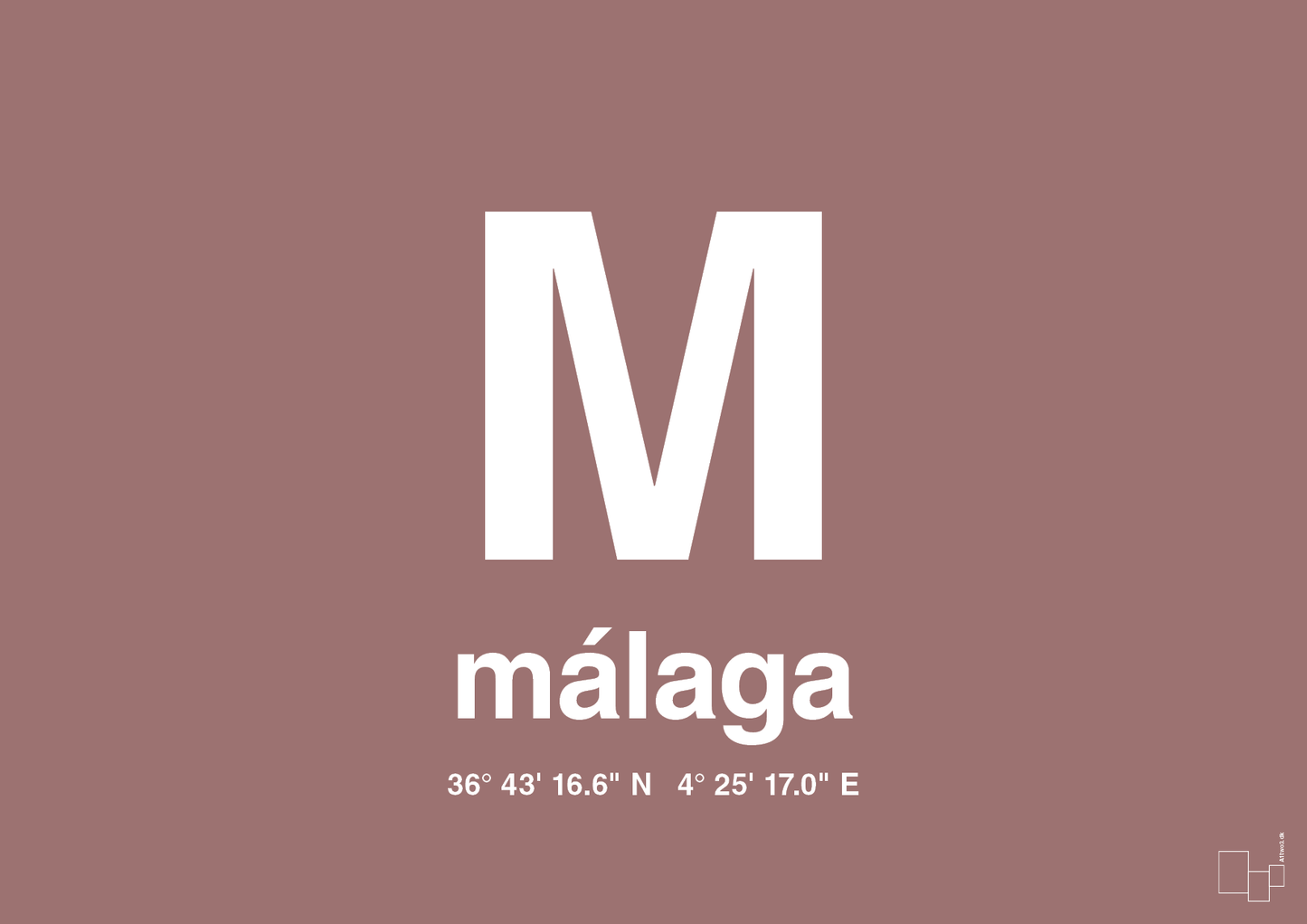 plakat: byplakat málaga med koordinater - plum-Byer-A1two3