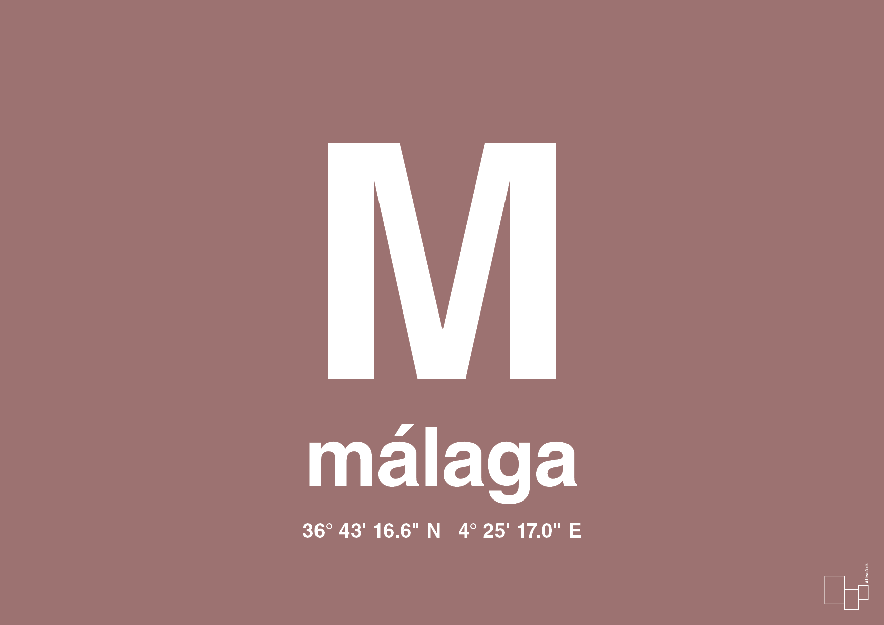 plakat: byplakat málaga med koordinater - plum-Byer-A1two3