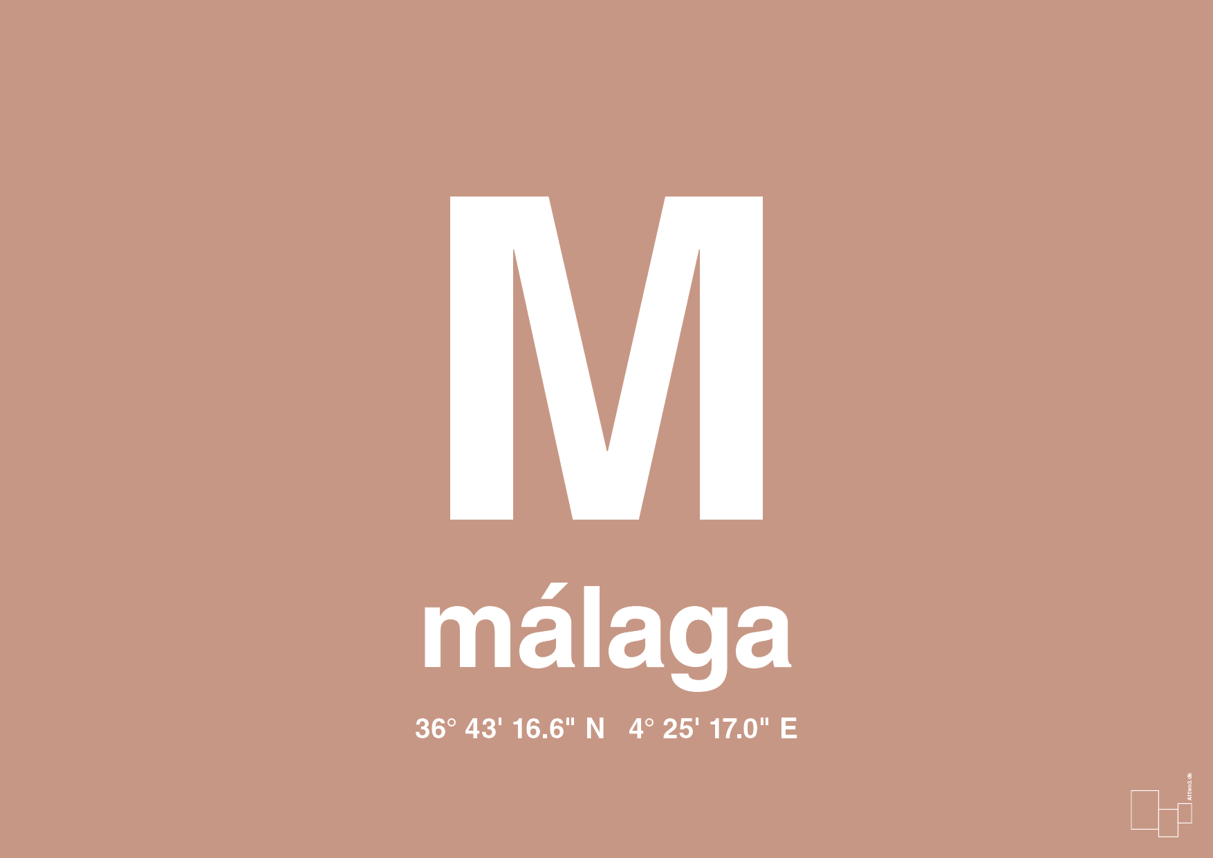 plakat: byplakat málaga med koordinater - powder-Byer-A1two3