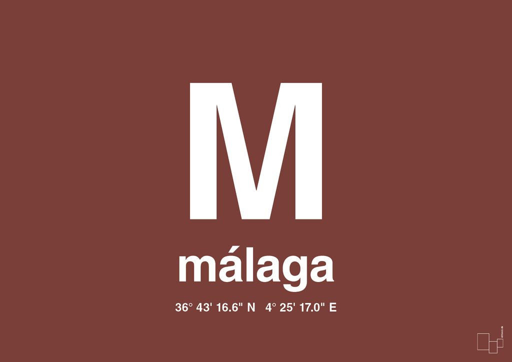 plakat: byplakat málaga med koordinater - red pepper-Byer-A1two3