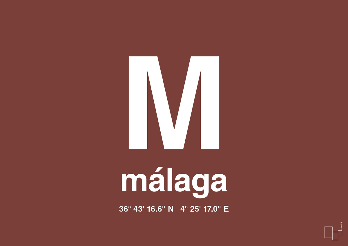 plakat: byplakat málaga med koordinater - red pepper-Byer-A1two3
