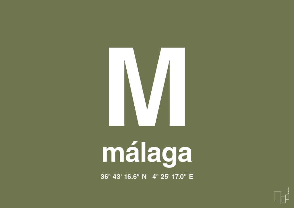 plakat: byplakat málaga med koordinater - secret meadow-Byer-A1two3