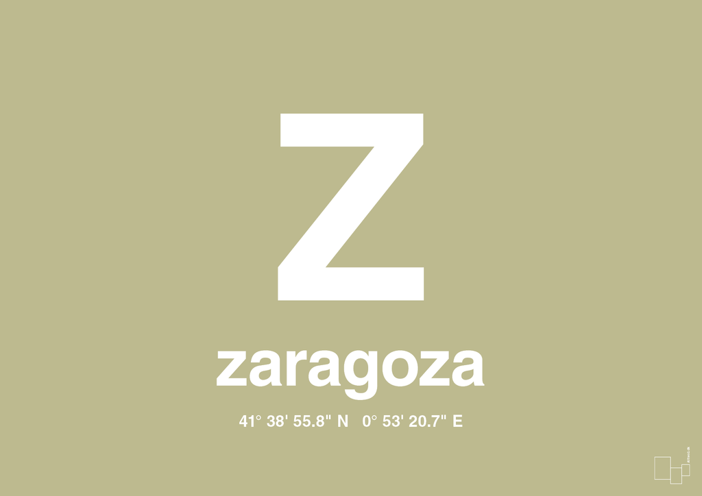 plakat: byplakat zaragoza med koordinater - back to nature-Byer-A1two3