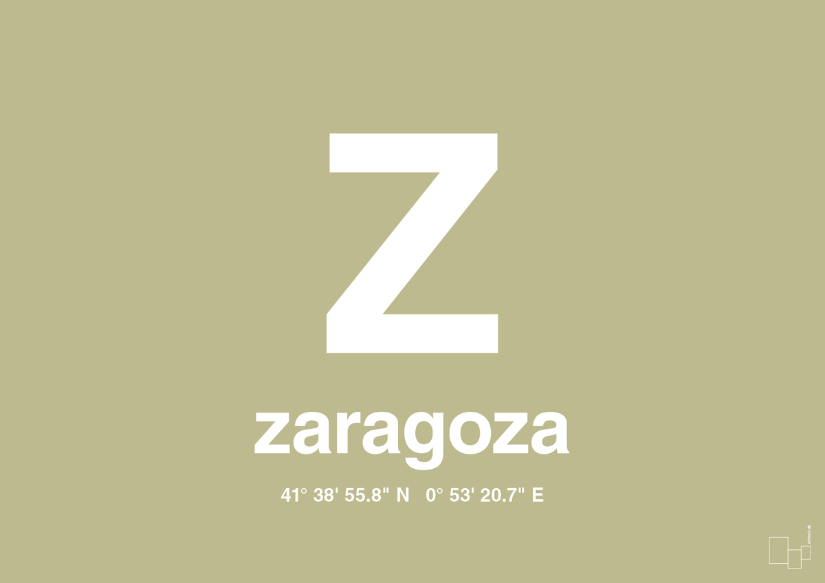plakat: byplakat zaragoza med koordinater - back to nature-Byer-A1two3
