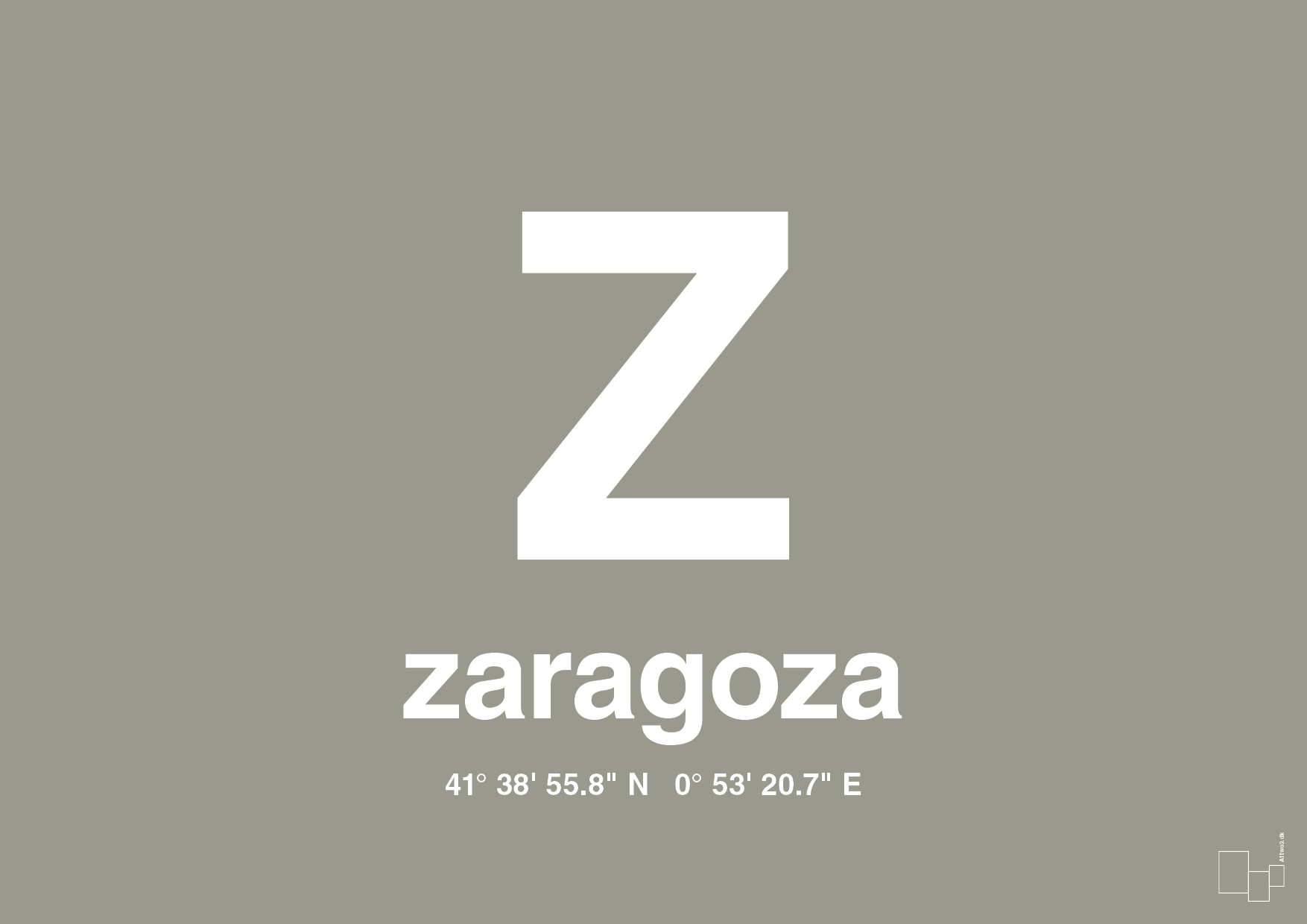 plakat: byplakat zaragoza med koordinater - battleship gray-Byer-A1two3