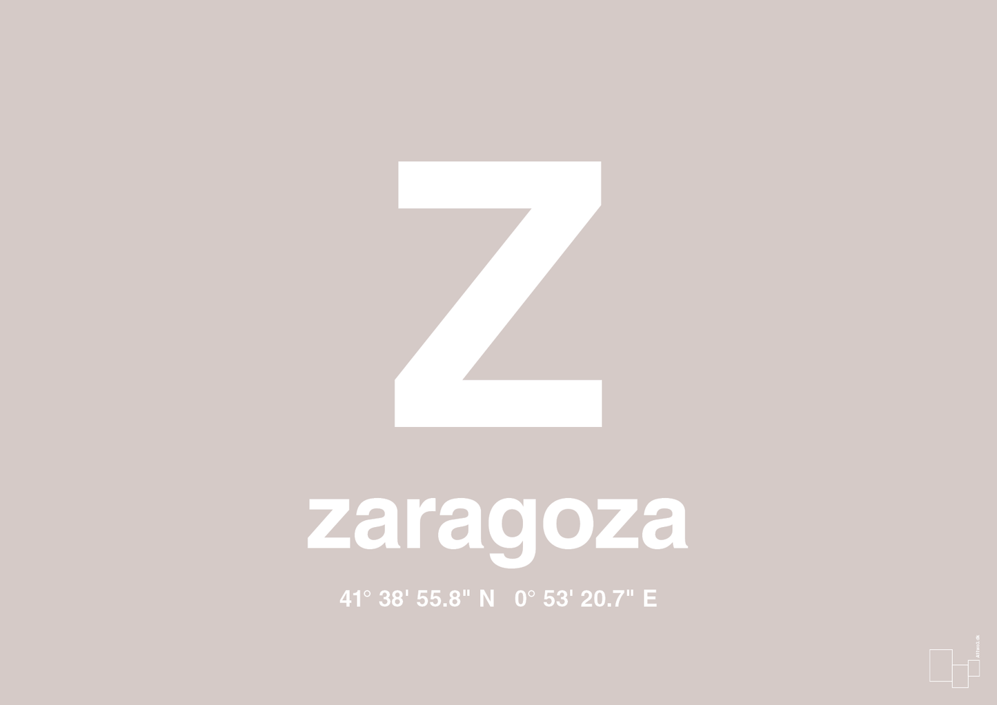 plakat: byplakat zaragoza med koordinater - broken beige-Byer-A1two3