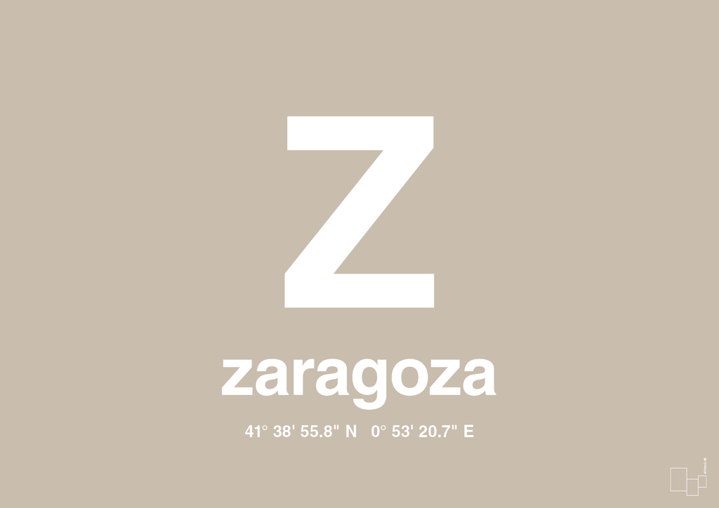 plakat: byplakat zaragoza med koordinater - creamy mushroom-Byer-A1two3