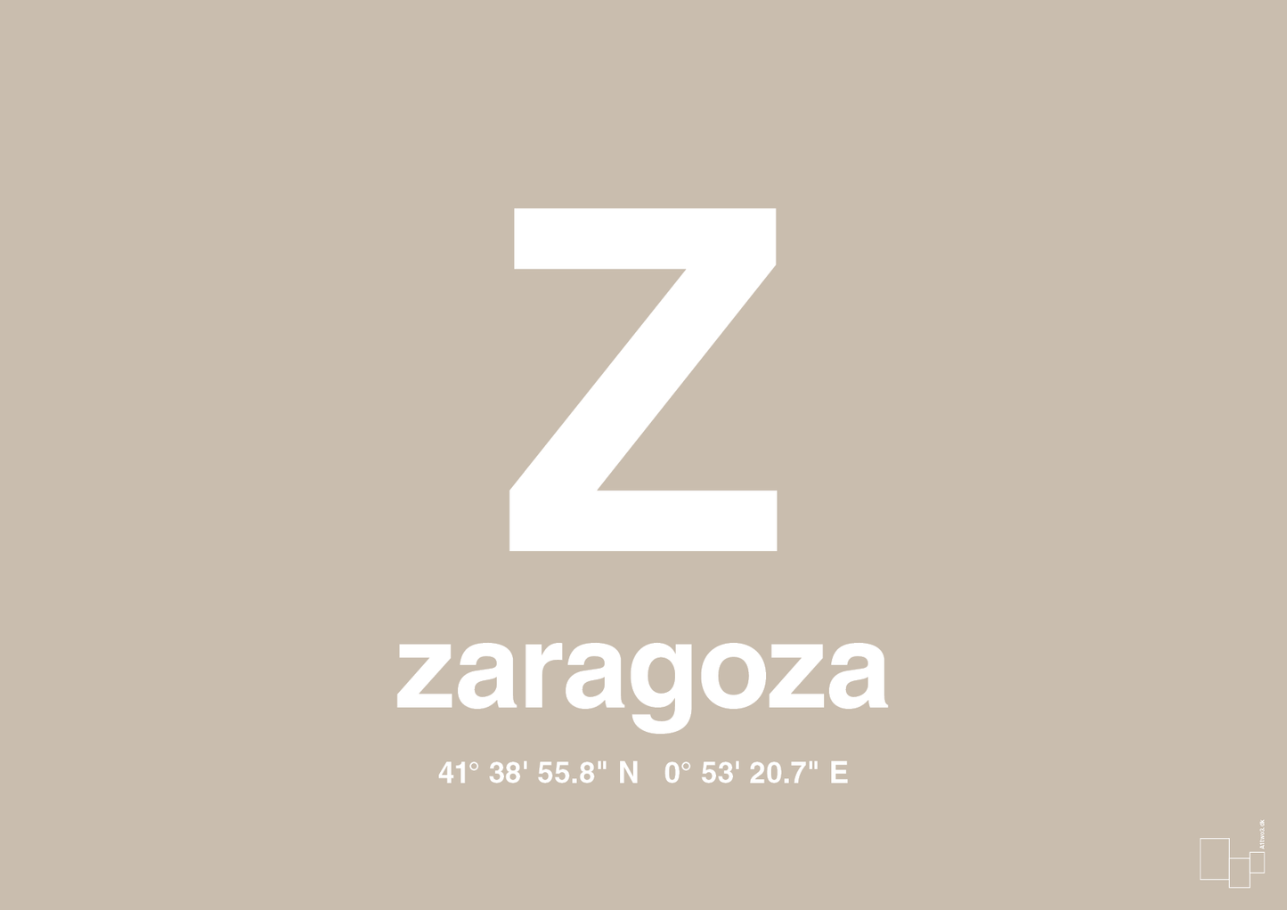 plakat: byplakat zaragoza med koordinater - creamy mushroom-Byer-A1two3