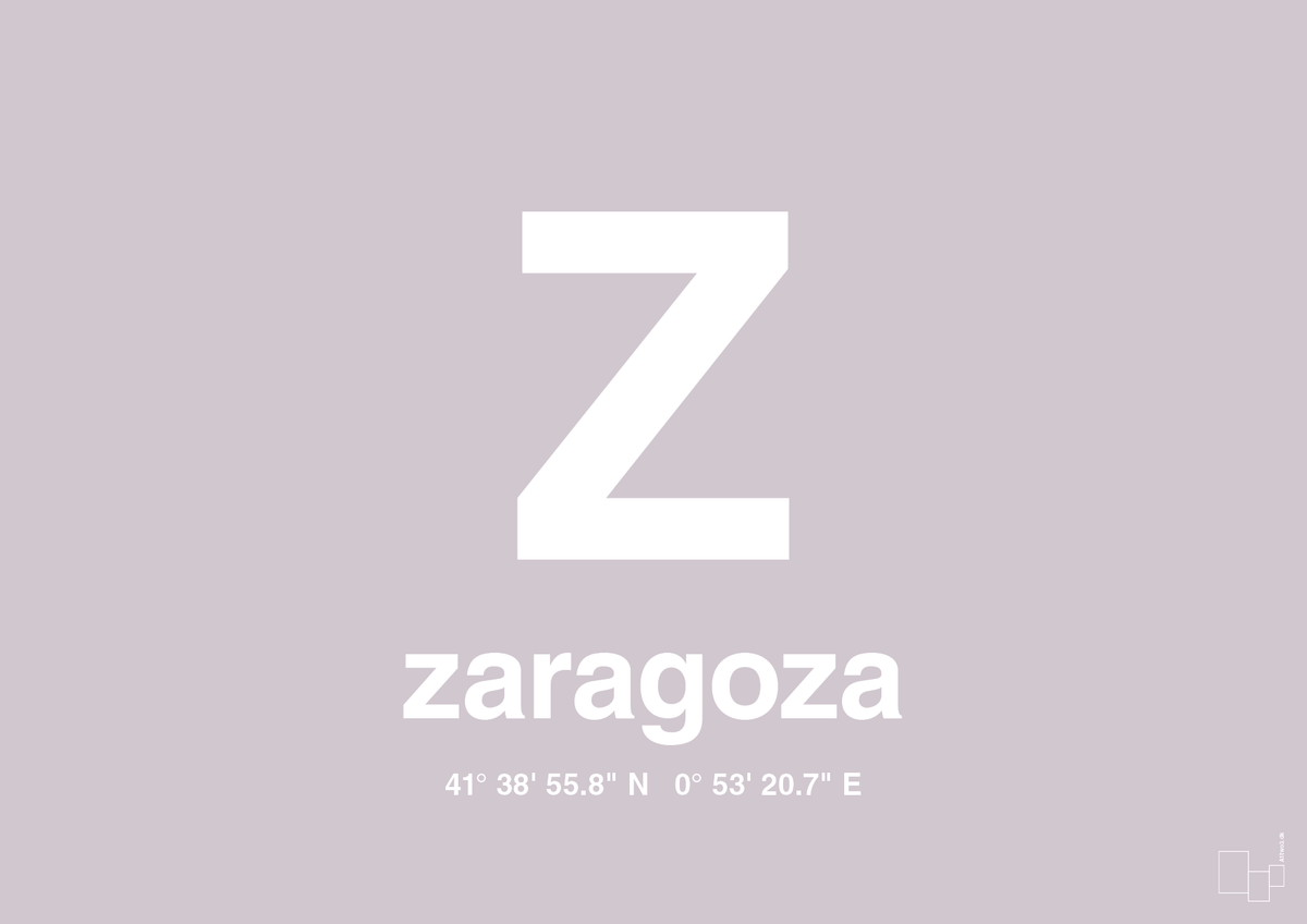 plakat: byplakat zaragoza med koordinater - dusty lilac-Byer-A1two3