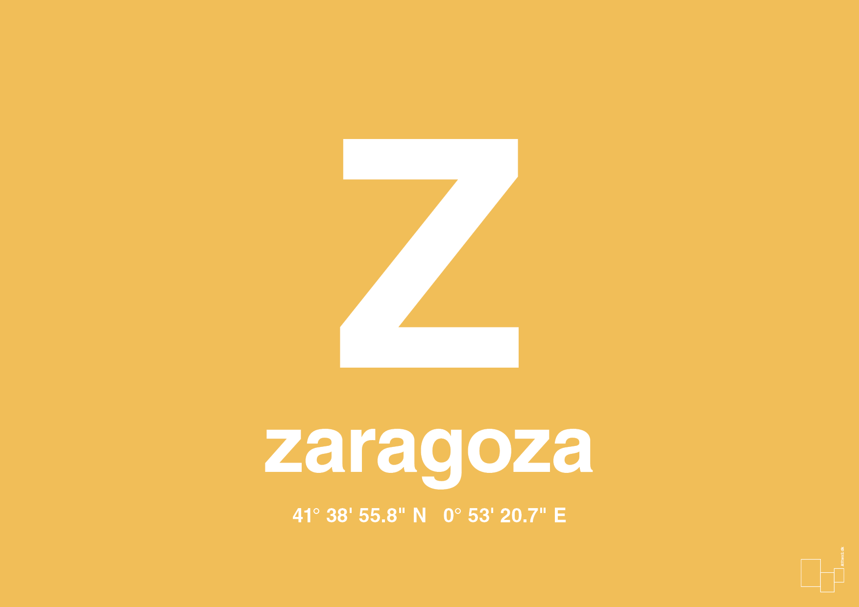 plakat: byplakat zaragoza med koordinater - honeycomb-Byer-A1two3
