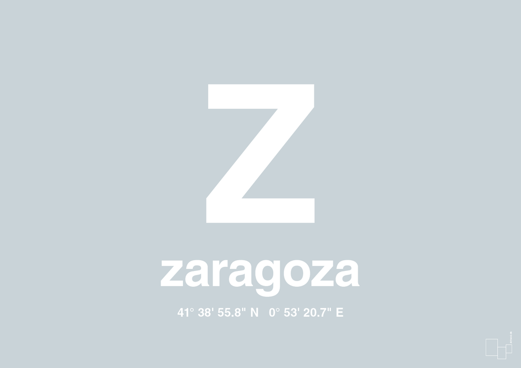 plakat: byplakat zaragoza med koordinater - light drizzle-Byer-A1two3